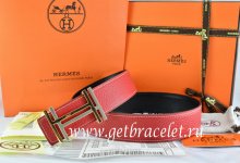 Hermes Reversible Belt Red/Black Togo Calfskin With 18k Gold Double H Buckle