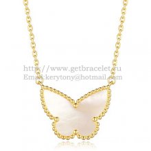Van Cleef Arpels Lucky Alhambra Butterfly Pendant Yellow Gold With White Mother Of Pearl