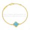 Van Cleef & Arpels Sweet Alhambra Bracelet Yellow Gold With Turquoise Mother Of Pearl