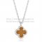 Van Cleef & Arpels Sweet Alhambra Pendant White Gold With Tiger's Eye Mother Of Pearl 9mm