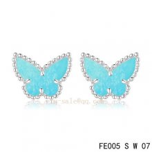 Imitation Van Cleef & Arpels Butterflies Turquoise White Gold Earrings