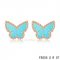 Replica Van Cleef & Arpels Butterflies Turquoise Pink Gold Earrings