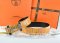 Hermes Reversible Belt Orange/Black Crocodile Stripe Leather With18K Black Gold With Logo H Buckle