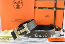 Hermes Reversible Belt Brown/Black Togo Calfskin With 18k Gold Speckle H Buckle