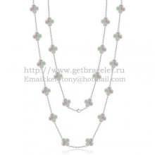 Van Cleef & Arpels Vintage Alhambra Necklace White Gold 20 Motifs With Gray Mother Of Pearl