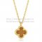 Van Cleef & Arpels Sweet Alhambra Pendant Yellow Gold With Tiger's Eye Mother Of Pearl 9mm
