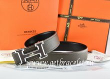 Hermes Reversible Belt Brown/Black Togo Calfskin With 18k Black Silver Logo H Buckle