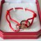 Cartier Double Ring Love Bracelet Pink Gold Red Rope