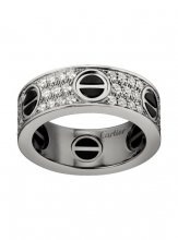 Replica Cartier Love Ring 18K White Gold Black Ceramic Paved Diamonds B4207600