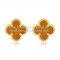 Van Cleef & Arpels Sweet Alhambra Earrings 9mm Yellow Gold With Tiger's Eye Mother Of Pearl