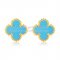 Van Cleef & Arpels Sweet Alhambra Earrings 9mm Yellow Gold With Turquoise Mother Of Pearl