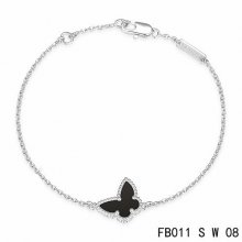 Replica Van Cleef & Arpels Sweet Alhambra Butterfly Bracelet In White Gold With Onyx