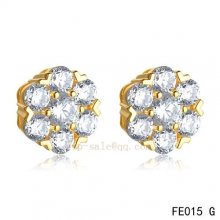Imitation Van Cleef & Arpels Fleurette Earstuds Yellow Earrings With 7 Diamonds