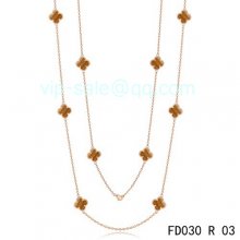 Replica Van Cleef & Arpels Vintage Alhambra Necklace In Pink Gold With 10 Motifs