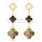 Van Cleef & Arpels Magic Alhambra 3 Motifs Earrings Yellow Gold With Stone Combination
