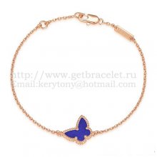 Van Cleef & Arpels Sweet Alhambra Butterfly Bracelet Pink Gold With Malachite Mother Of Pearl