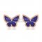 Van Cleef & Arpels Sweet Alhambra Butterfly Earrings Pink Gold With Lapis Stone Mother Of Pearl