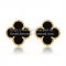 Van Cleef & Arpels Sweet Alhambra Earrings 15mm Yellow Gold With Black Onyx Mother Of Pearl