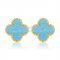 Van Cleef & Arpels Sweet Alhambra Earrings 15mm Yellow Gold With Turquoise Mother Of Pearl