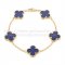 Van Cleef & Arpels Vintage Alhambra Bracelet 5 Motifs Yellow Gold With Lapis Mother Of Pearl