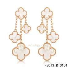 Cheap Van Cleef & Arpels White Mother Of Pearl Pink Gold Earrings