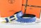 Hermes Reversible Belt Blue/Black Ostrich Stripe Leather With 18K White Gold H Buckle