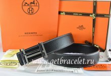 Hermes Reversible Belt Black/Black Togo Calfskin With 18k Silver Double H Buckle