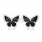 Van Cleef & Arpels Sweet Alhambra Butterfly Earrings White Gold With Black Onyx Mother Of Pearl