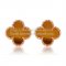 Van Cleef & Arpels Sweet Alhambra Earrings 15mm Pink Gold With Tiger's Eye Mother Of Pearl