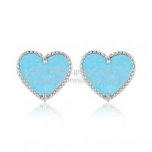 Van Cleef & Arpels Sweet Alhambra Heart Earrings White Gold With Turquoise Mother Of Pearl