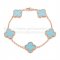 Van Cleef & Arpels Vintage Alhambra Bracelet 5 Motifs Pink Gold With Turquoise Mother Of Pearl