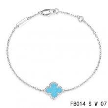 Cheap Van Cleef & Arpels Sweet Alhambra Bracelet In White Gold With Turquoise