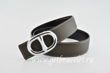 Hermes Reversible Belt Brown/Black Anchor Chain Togo Calfskin With 18k Silver Buckle