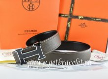 Hermes Reversible Belt Brown/Black Togo Calfskin With 18k Black Silver H Buckle