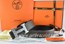 Hermes Reversible Belt Brown/Black Togo Calfskin With 18k Silver Speckle H Buckle