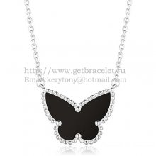 Van Cleef Arpels Lucky Alhambra Butterfly Pendant White Gold With Black Onyx Mother Of Pearl