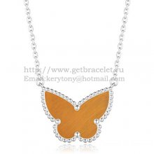 Van Cleef Arpels Lucky Alhambra Butterfly Pendant White Gold With Tiger's Eye Mother Of Pearl
