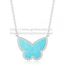 Van Cleef Arpels Lucky Alhambra Butterfly Pendant White Gold With Turquoise Mother Of Pearl