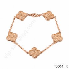 Imitation Van Cleef & Arpels Vintage Alhambra Bracelet In Pink Gold