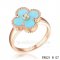 Cheap Van Cleef Vintage Alhambra Ring In Pink Gold With Turquoise