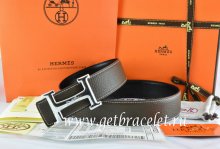 Hermes Reversible Belt Brown/Black Togo Calfskin With 18k Silver Smooth H Buckle