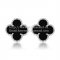 Van Cleef & Arpels Sweet Alhambra Earrings 15mm White Gold With Black Onyx Mother Of Pearl