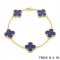 Replica Van Cleef & Arpels Alhambra Bracelet In Yellow With 5 Purple Clover