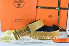 Hermes Reversible Belt Light Gray/Black Togo Calfskin With 18k Gold Double H Buckle