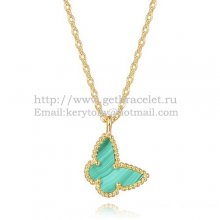 Van Cleef Arpels Lucky Alhambra Butterfly Necklace Yellow Gold With Malachite Mother Of Pearl