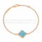 Van Cleef & Arpels Sweet Alhambra Bracelet Pink Gold With Turquoise Mother Of Pearl