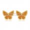 Van Cleef & Arpels Sweet Alhambra Butterfly Earrings Yellow Gold With Tiger's Eye Mother Of Pearl
