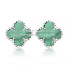 Van Cleef & Arpels Sweet Alhambra Earrings 15mm White Gold With Malachite Mother Of Pearl