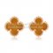 Van Cleef & Arpels Sweet Alhambra Earrings 9mm Pink Gold With Tiger's Eye Mother Of Pearl