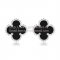Van Cleef & Arpels Sweet Alhambra Earrings 9mm White Gold With Black Onyx Mother Of Pearl